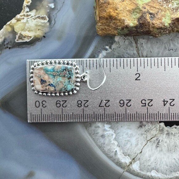 Sterling Southwestern Style Rectangle Shattuckite Dangle Earrings For Women - Picture 10 of 10